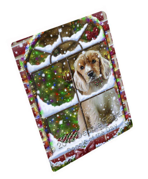 Please Come Home For Christmas Cocker Spaniel Dog Sitting In Window Large Refrigerator / Dishwasher Magnet RMAG82644