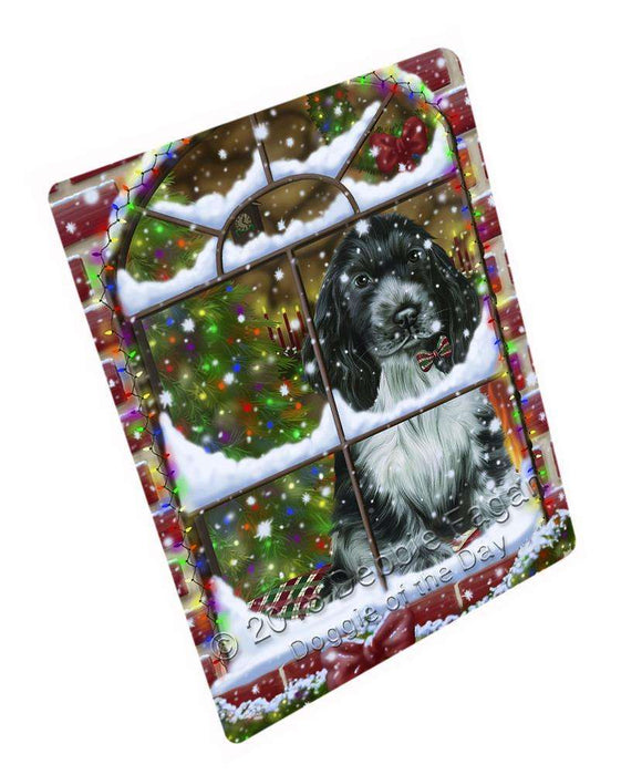 Please Come Home For Christmas Cocker Spaniel Dog Sitting In Window Large Refrigerator / Dishwasher Magnet RMAG82650