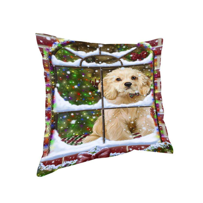 Please Come Home For Christmas Cocker Spaniel Dog Sitting In Window Pillow PIL71128
