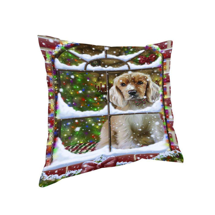 Please Come Home For Christmas Cocker Spaniel Dog Sitting In Window Pillow PIL71132
