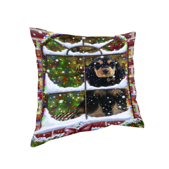Please Come Home For Christmas Cocker Spaniel Dog Sitting In Window Pillow PIL71140