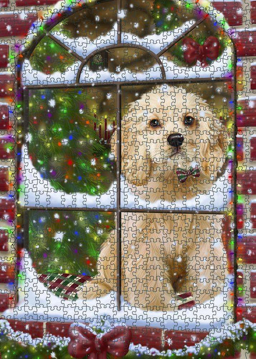 Please Come Home For Christmas Cocker Spaniel Dog Sitting In Window Puzzle with Photo Tin PUZL81660