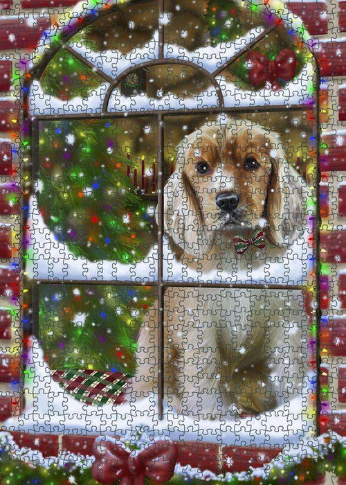 Please Come Home For Christmas Cocker Spaniel Dog Sitting In Window Puzzle with Photo Tin PUZL81664