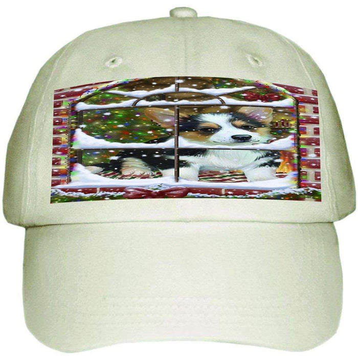 Please Come Home For Christmas Corgi Dog Sitting In Window Ball Hat Cap HAT48930