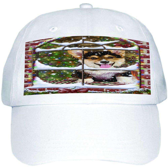 Please Come Home For Christmas Corgi Dog Sitting In Window Ball Hat Cap HAT48933