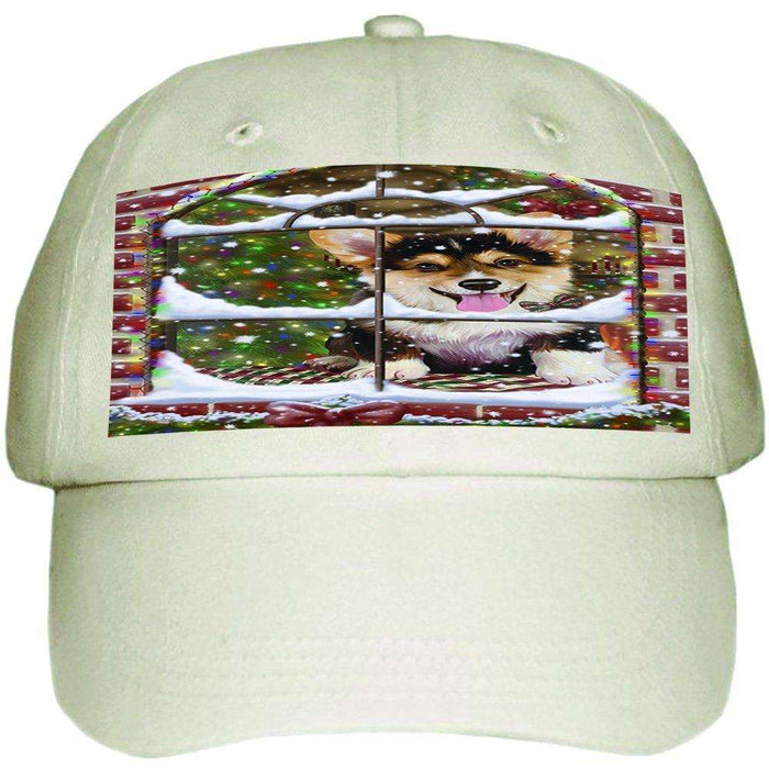 Please Come Home For Christmas Corgi Dog Sitting In Window Ball Hat Cap HAT48933