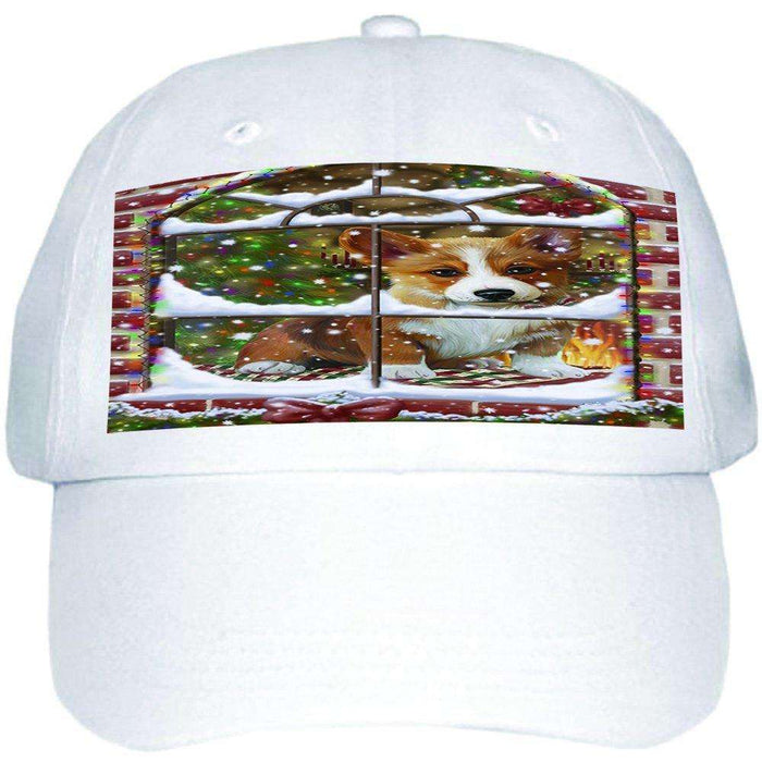 Please Come Home For Christmas Corgi Dog Sitting In Window Ball Hat Cap HAT48936