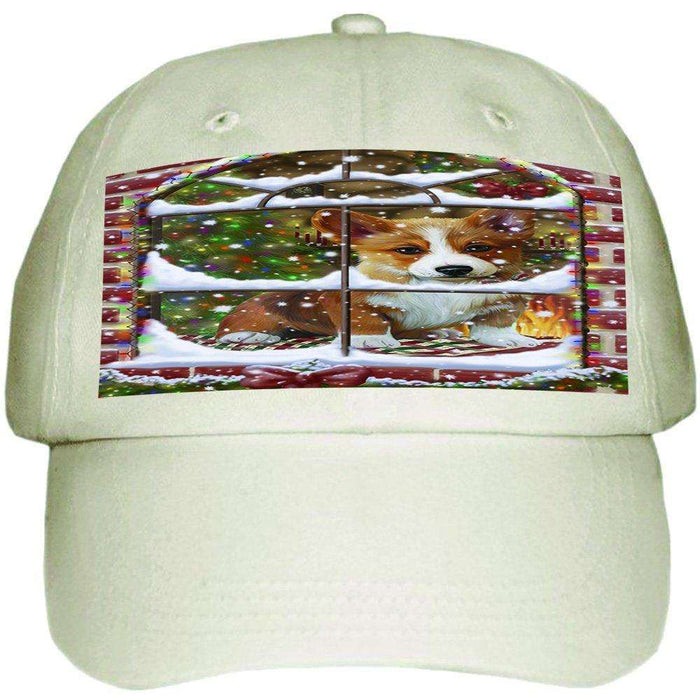 Please Come Home For Christmas Corgi Dog Sitting In Window Ball Hat Cap HAT48936