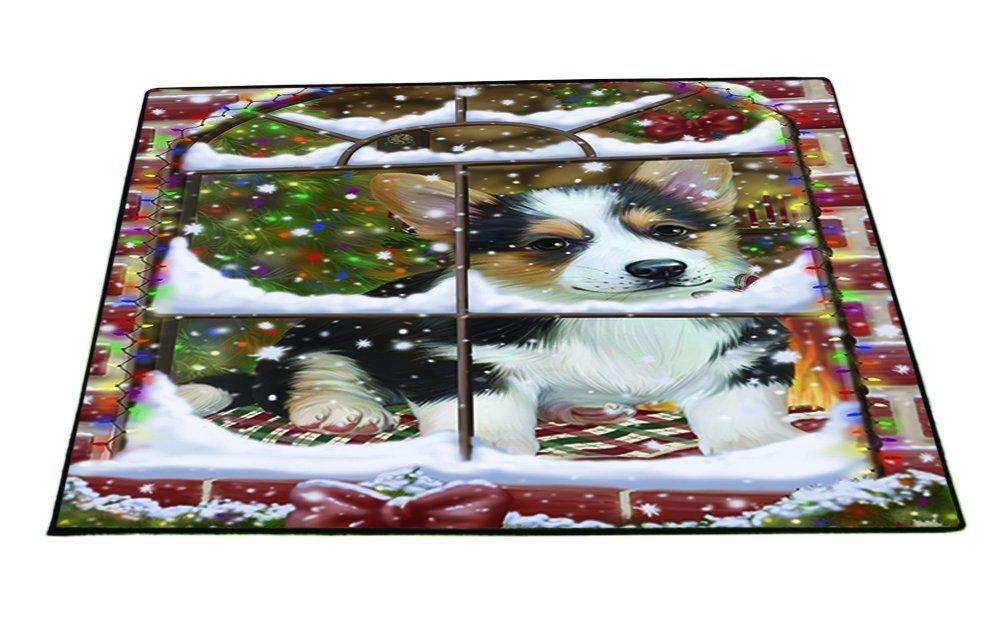 Please Come Home For Christmas Corgi Dog Sitting In Window Floormat FLMS48846
