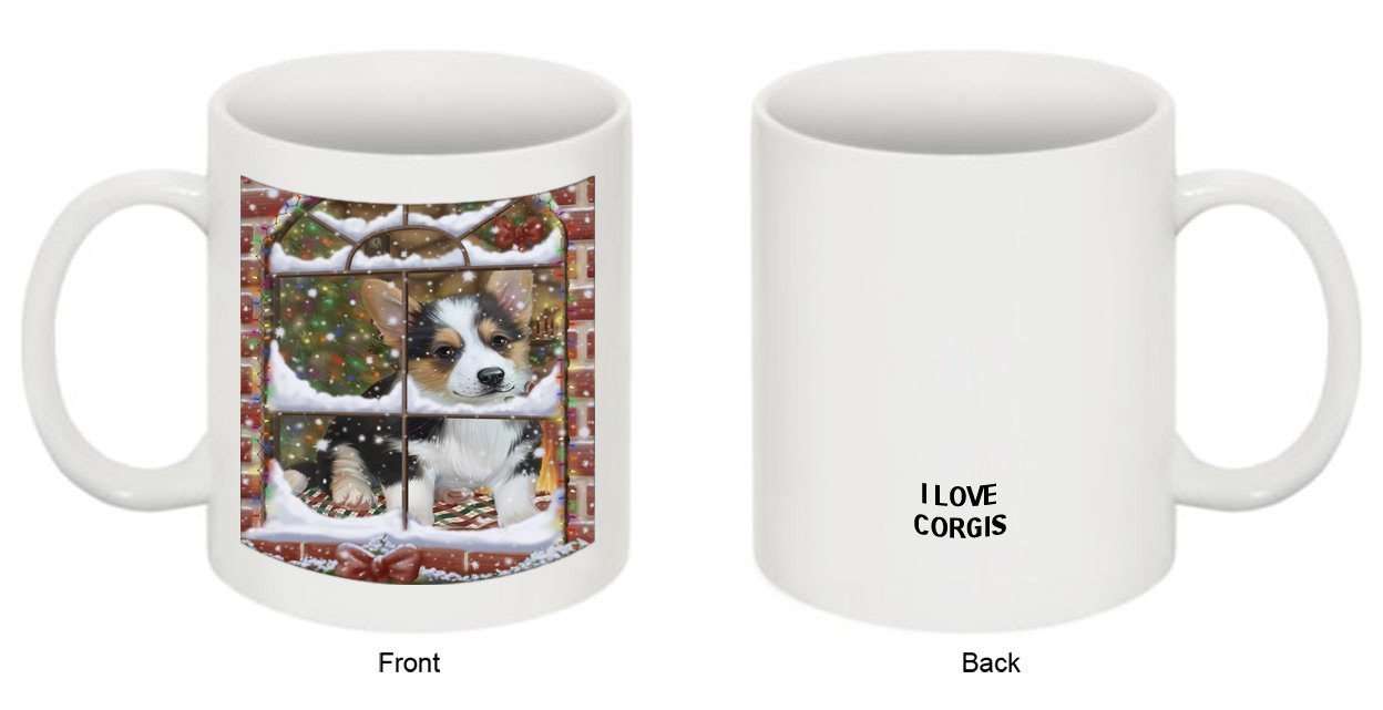 Please Come Home For Christmas Corgi Dog Sitting In Window Mug MUG48272