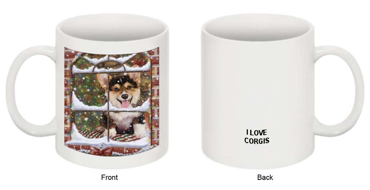 Please Come Home For Christmas Corgi Dog Sitting In Window Mug MUG48273