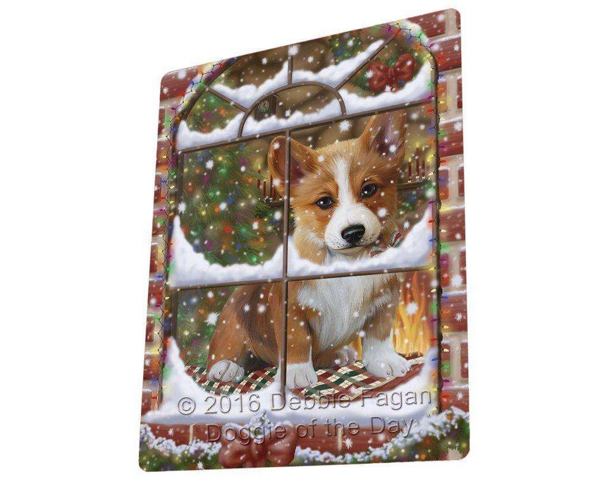 Please Come Home For Christmas Corgi Dog Sitting In Window Tempered Cutting Board C49998