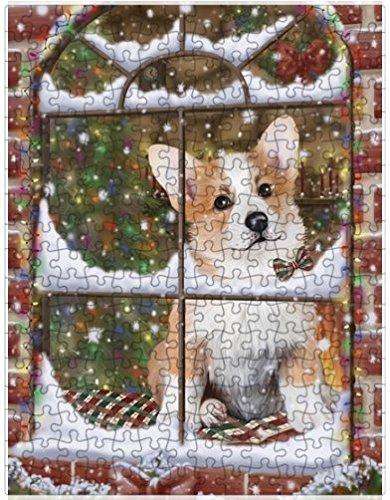 Please Come Home For Christmas Corgis Sitting In Window Puzzle with Photo Tin