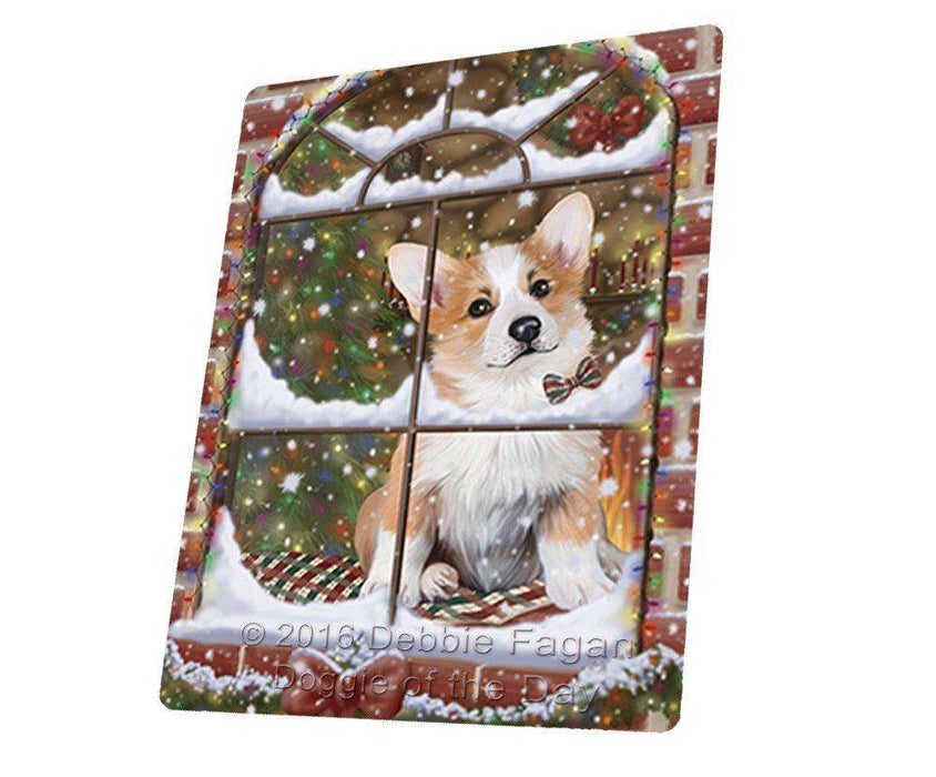 Please Come Home For Christmas Corgis Sitting In Window Tempered Cutting Board