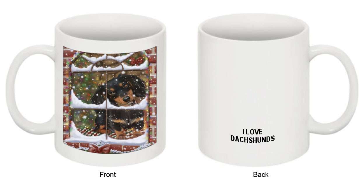 Please Come Home For Christmas Dachshund Dog Sitting In Window Mug MUG48275