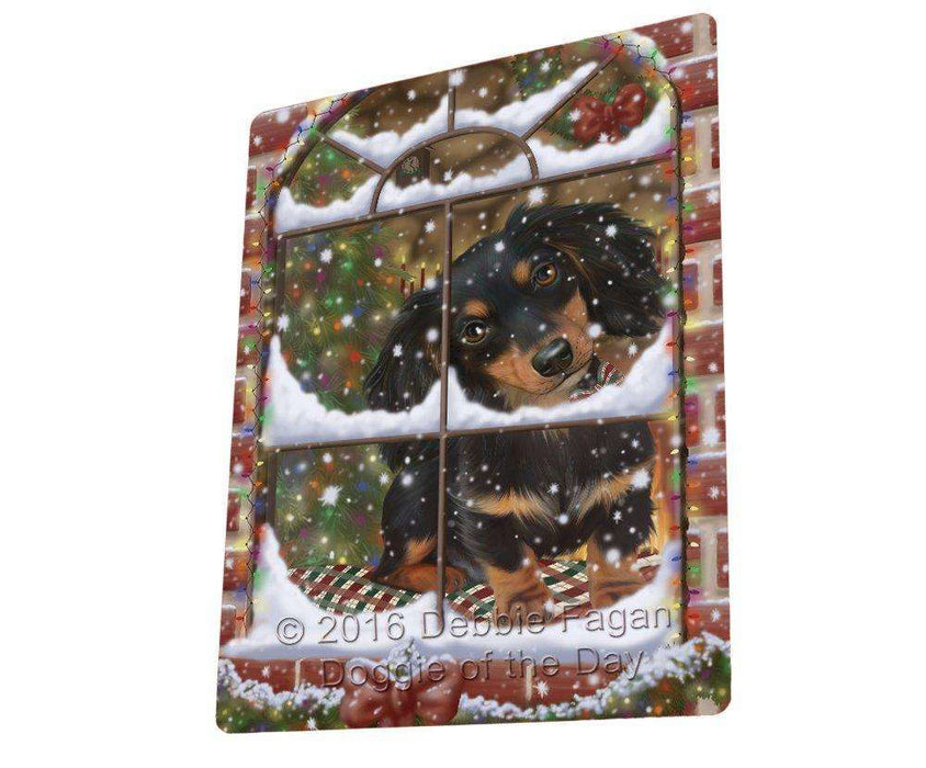Please Come Home For Christmas Dachshund Dog Sitting In Window Tempered Cutting Board C50001