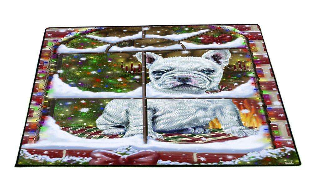 Please Come Home For Christmas French Bulldog Sitting In Window Floormat FLMS48858