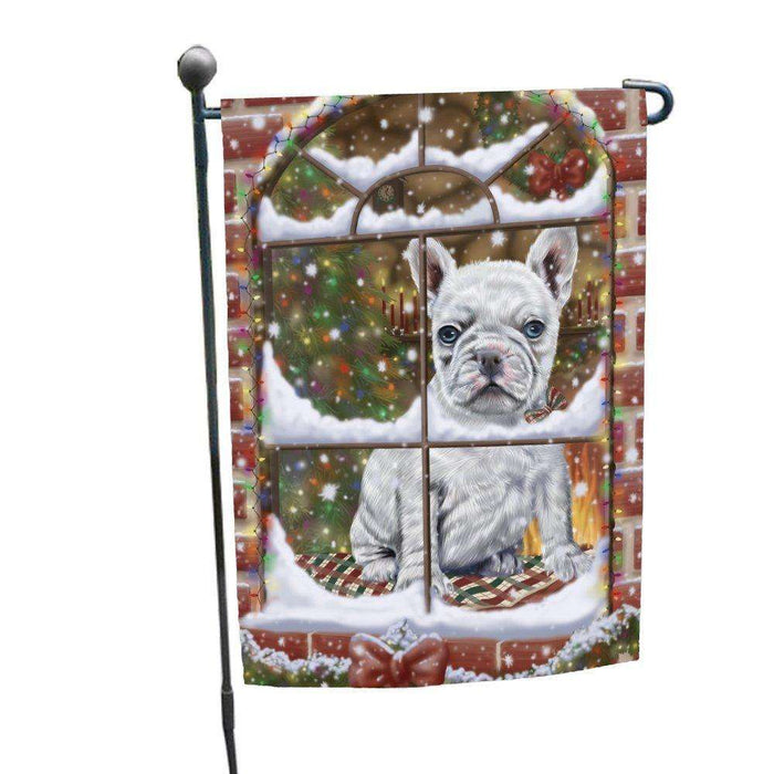 Please Come Home For Christmas French Bulldog Sitting In Window Garden Flag GFLG48361