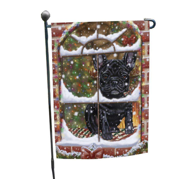 Please Come Home For Christmas French Bulldog Sitting In Window Garden Flag GFLG48362