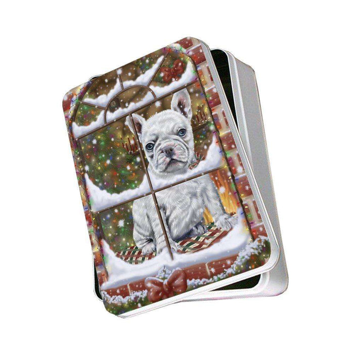 Please Come Home For Christmas French Bulldog Sitting In Window Photo Storage Tin PITN48403