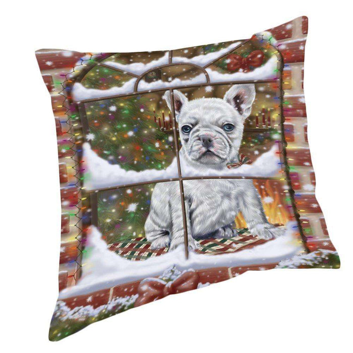 Please Come Home For Christmas French Bulldog Sitting In Window Pillow PIL49664