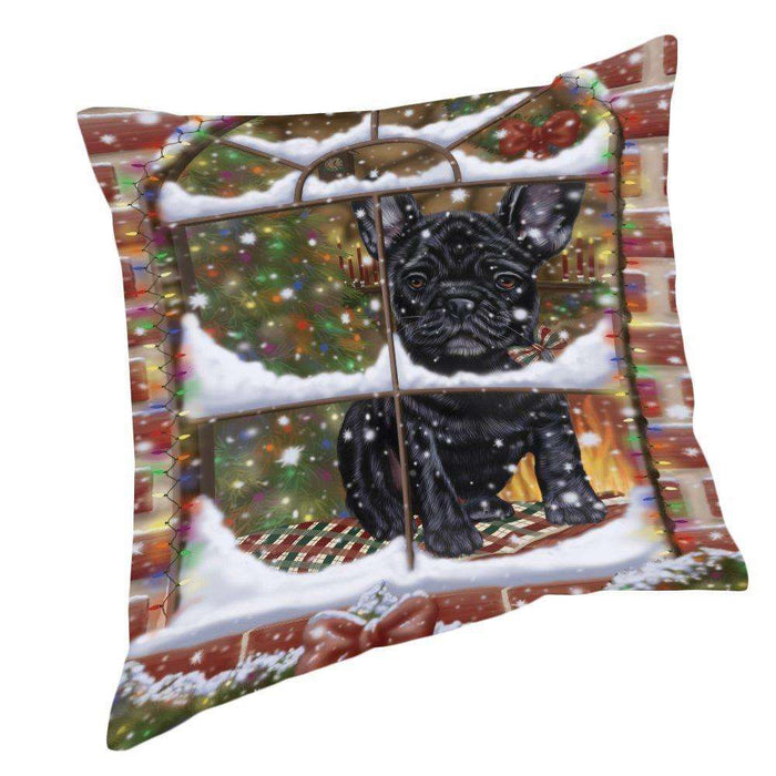 Please Come Home For Christmas French Bulldog Sitting In Window Pillow PIL49668