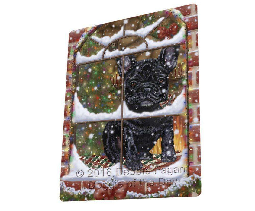 Please Come Home For Christmas French Bulldog Sitting In Window Tempered Cutting Board C50007