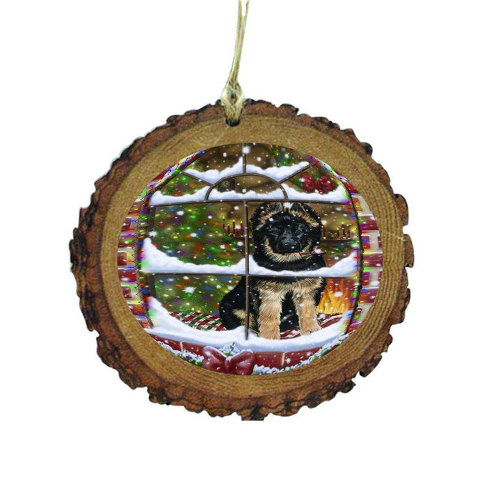 Please Come Home For Christmas German Shepherd Dog Sitting In Window Wooden Christmas Ornament WOR49168