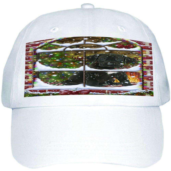 Please Come Home For Christmas Great Dane Dog Sitting In Window Ball Hat Cap HAT48948
