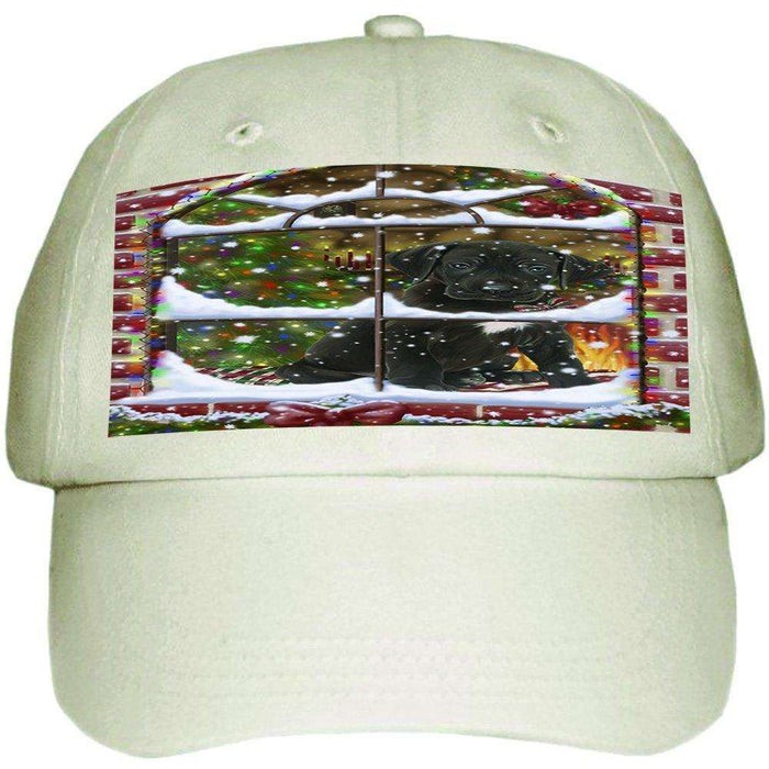 Please Come Home For Christmas Great Dane Dog Sitting In Window Ball Hat Cap HAT48948