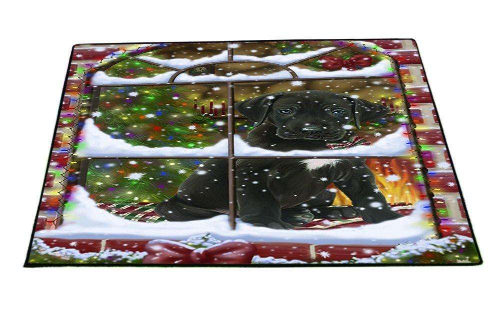 Please Come Home For Christmas Great Dane Dog Sitting In Window Floormat FLMS48864