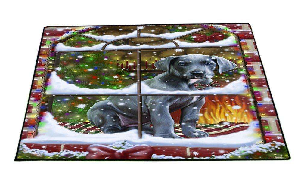 Please Come Home For Christmas Great Dane Dog Sitting In Window Floormat FLMS48867