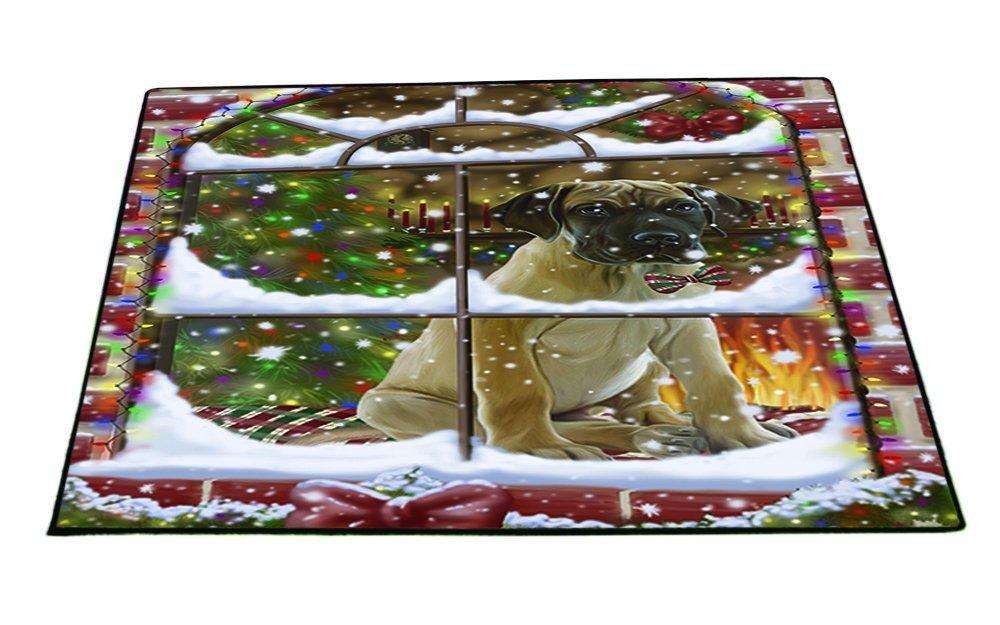 Please Come Home For Christmas Great Dane Dog Sitting In Window Floormat FLMS48870