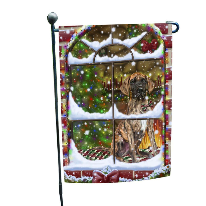 Please Come Home For Christmas Great Dane Dog Sitting In Window Garden Flag