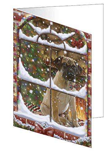 Please Come Home For Christmas Great Dane Dog Sitting In Window Handmade Artwork Assorted Pets Greeting Cards and Note Cards with Envelopes for All Occasions and Holiday Seasons GCD49397