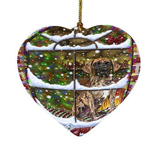 Please Come Home For Christmas Great Dane Dog Sitting In Window Heart Ornament D367