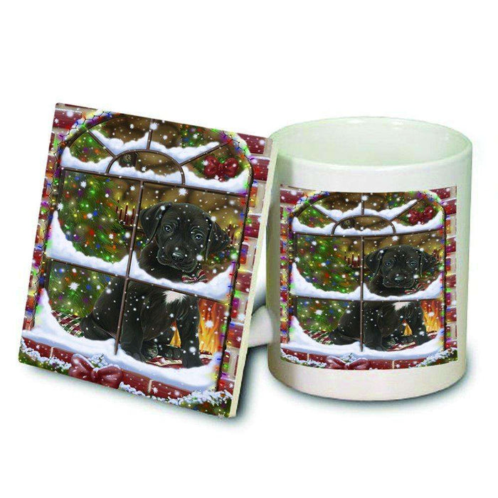 Please Come Home For Christmas Great Dane Dog Sitting In Window Mug and Coaster Set MUC48397