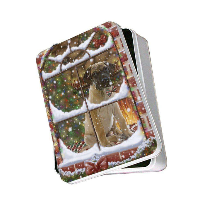 Please Come Home For Christmas Great Dane Dog Sitting In Window Photo Storage Tin PITN48407
