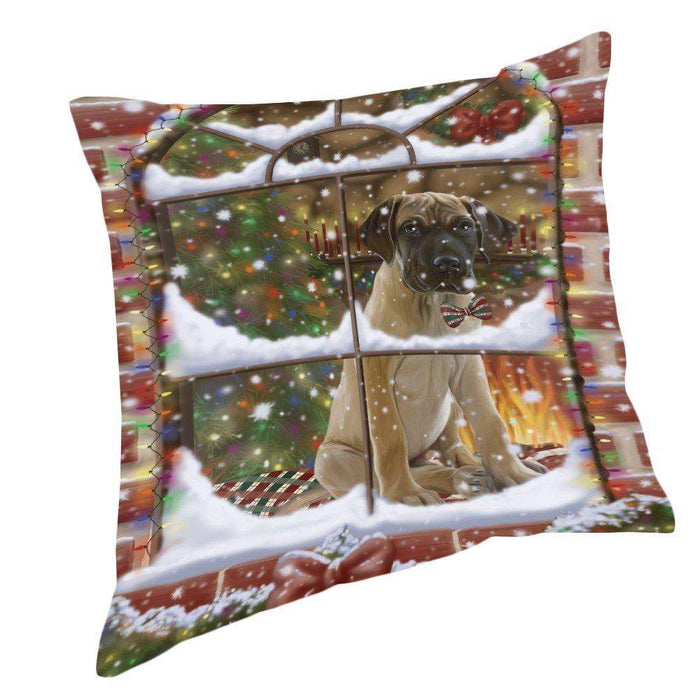 Please Come Home For Christmas Great Dane Dog Sitting In Window Pillow PIL49680