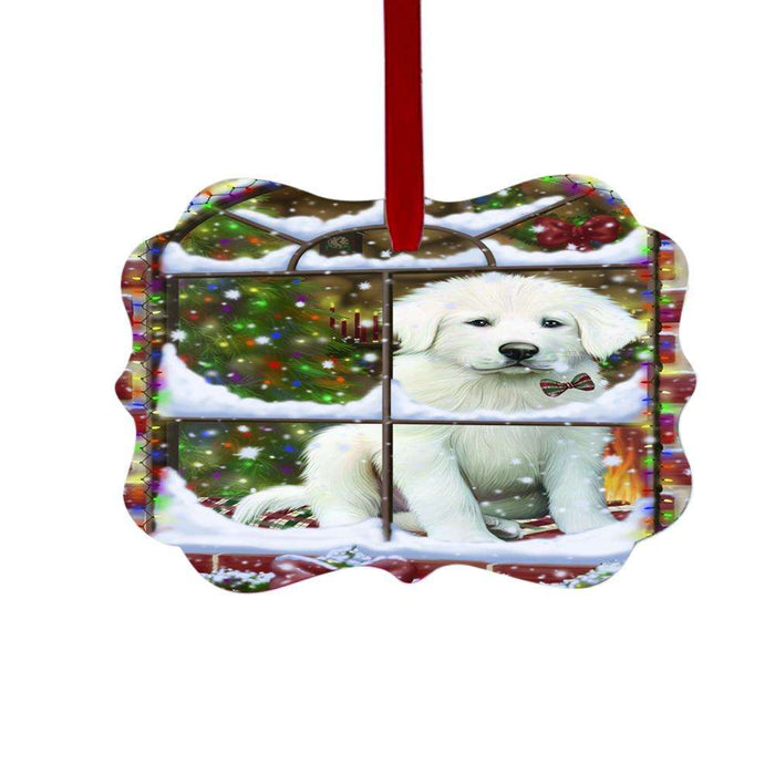 Please Come Home For Christmas Great Pyrenee Dog Sitting In Window Double-Sided Photo Benelux Christmas Ornament LOR49174