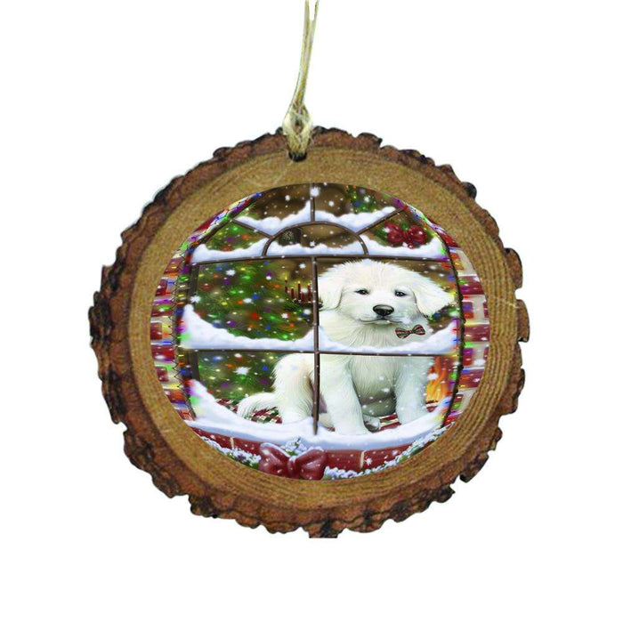 Please Come Home For Christmas Great Pyrenee Dog Sitting In Window Wooden Christmas Ornament WOR49174