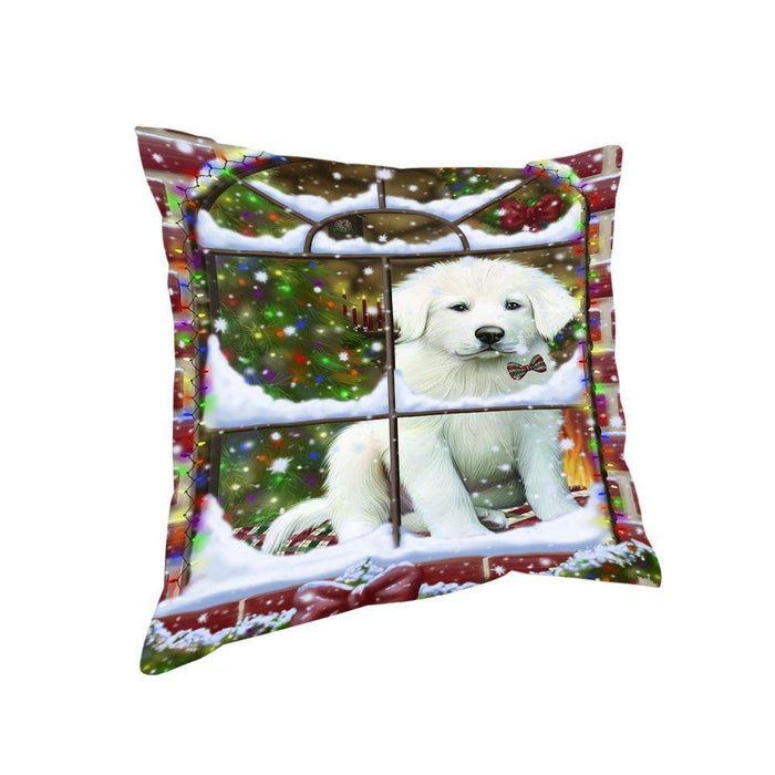 Please Come Home For Christmas Great Pyrenees Dog Sitting In Window Pillow PIL71156