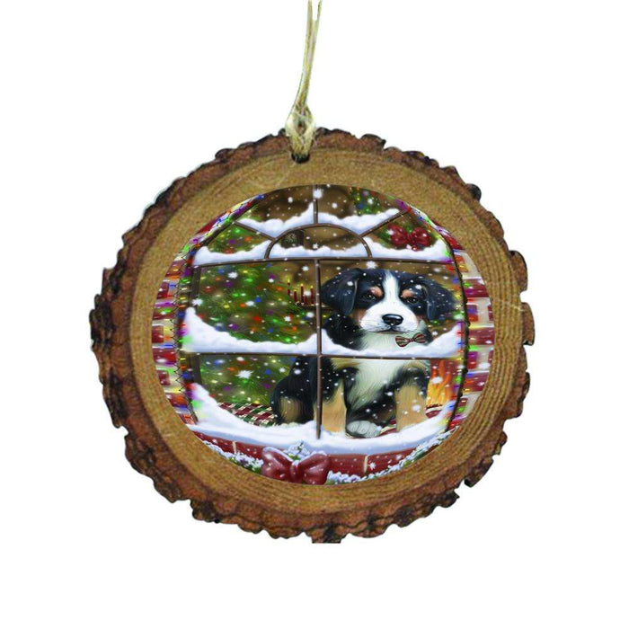 Please Come Home For Christmas Greater Swiss Mountain Dog Sitting In Window Wooden Christmas Ornament WOR49175