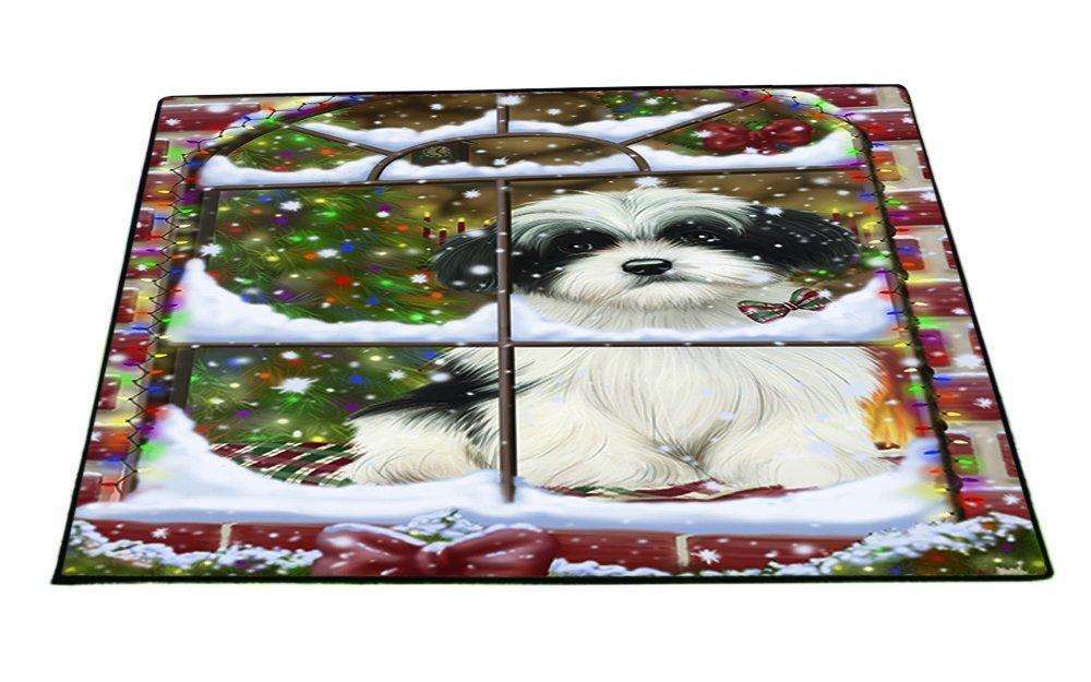 Please Come Home For Christmas Havanese Dog Sitting In Window Floormat FLMS48873