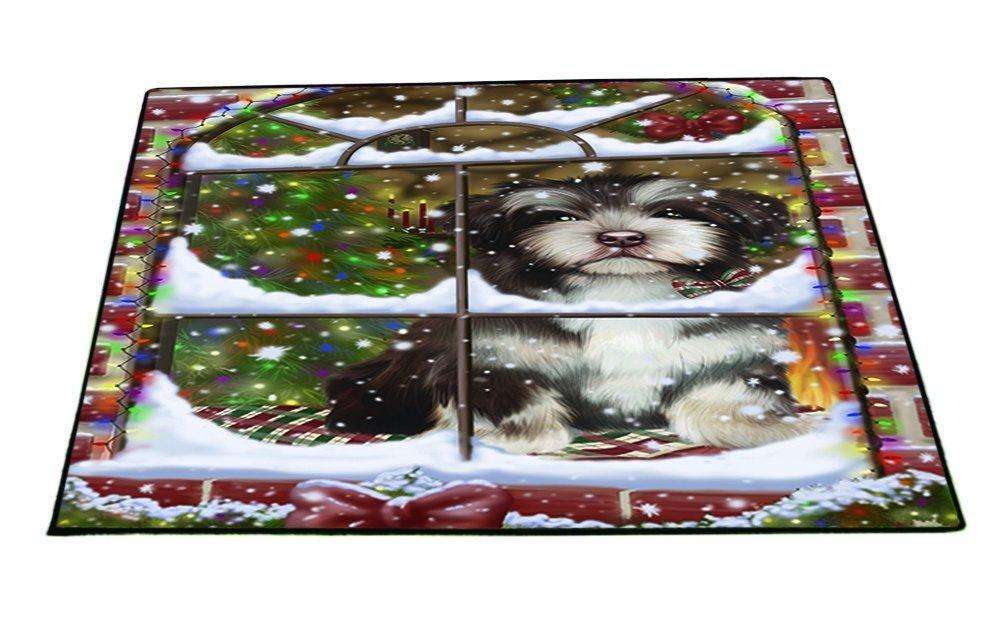 Please Come Home For Christmas Havanese Dog Sitting In Window Floormat FLMS48876