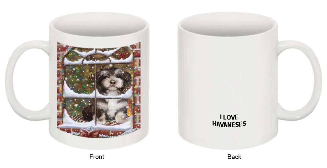 Please Come Home For Christmas Havanese Dog Sitting In Window Mug MUG48282
