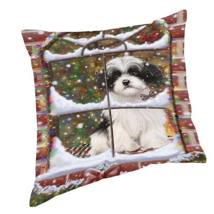 Please Come Home For Christmas Havanese Dog Sitting In Window Pillow PIL49684