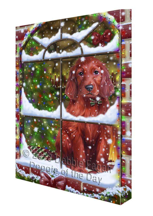 Please Come Home For Christmas Irish Setter Dog Sitting In Window Canvas Print Wall Art Décor CVS100565