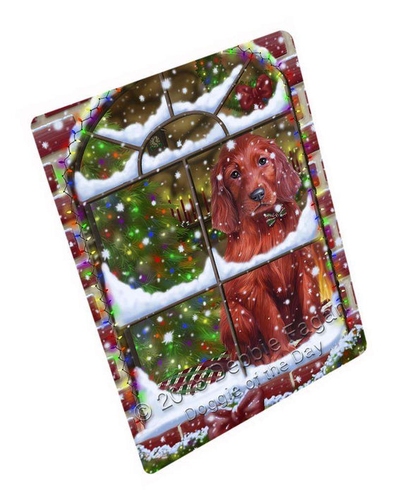 Please Come Home For Christmas Irish Setter Dog Sitting In Window Large Refrigerator / Dishwasher Magnet RMAG82692