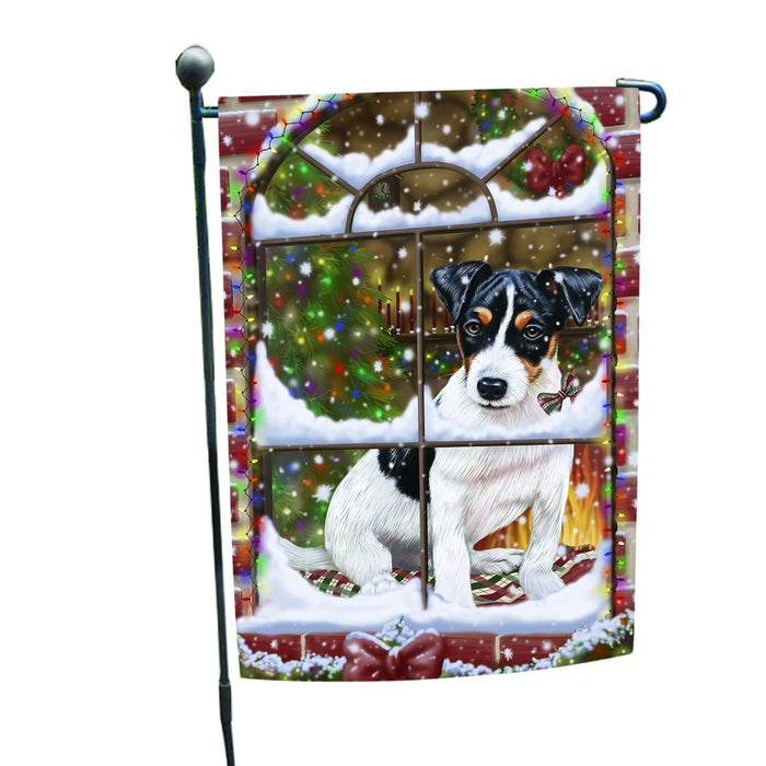 Please Come Home For Christmas Jack Russel Dog Sitting In Window Garden Flag